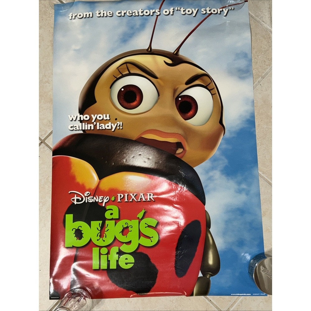 Disney Pixar A Bug's Life Francis Ladybug Movie Poster 1998 Vintage Teaser 27x40